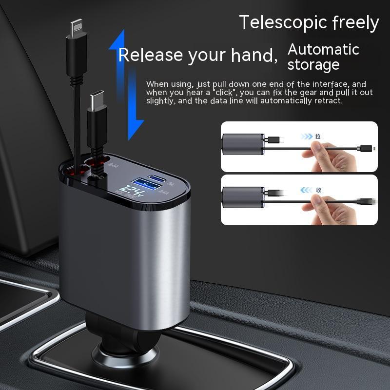 LEVARIA™ VoltDrive Pro – Ultra Fast Retractable Car Charger