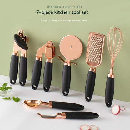 LEVARIA™ RoseGold Kitchen Luxe Set – 7PC Stainless Steel Utensils