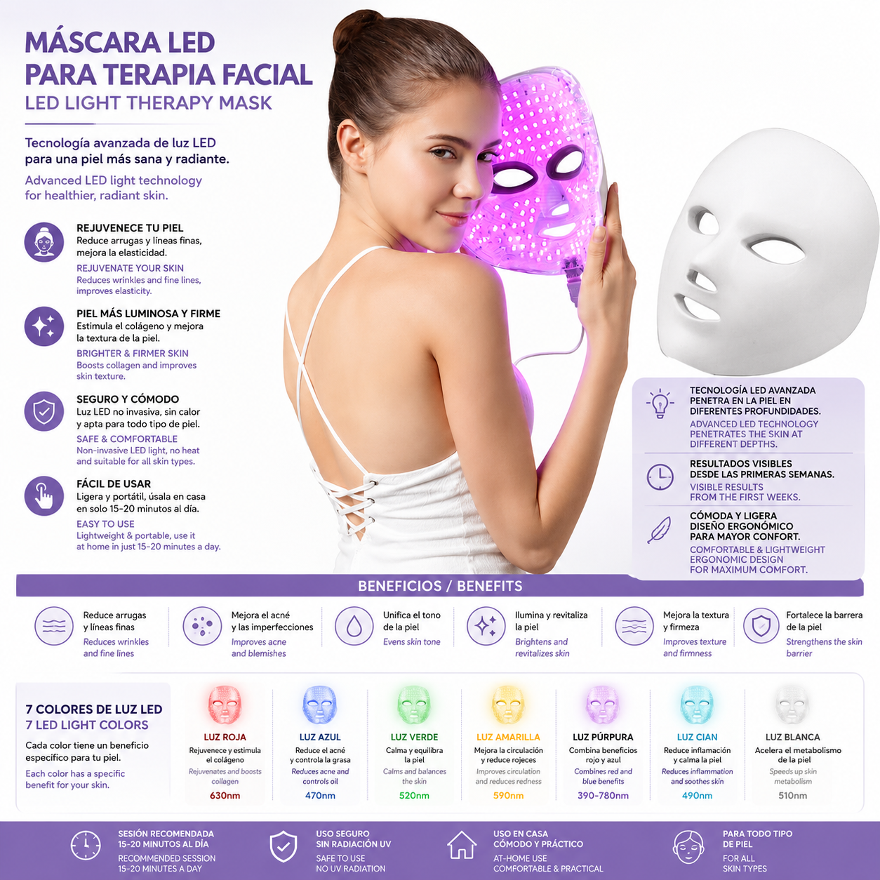 LEVARIA LumiSkin LED Mask 7 Colors 