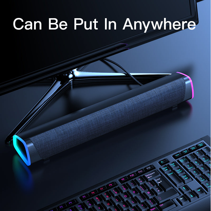 Compatible with Apple, 4D Computer Speaker Bar Stereo Sound Subwoofer Bluetooth Speaker For MacBook Laptop Notebook PC Music Player Wired Loudspeaker