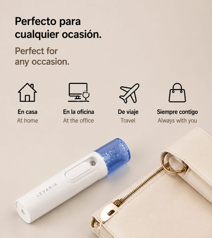 LEVARIA™ 2-in-1 Portable Nano Mist Facial Steamer — Instant Hydration + Power Bank