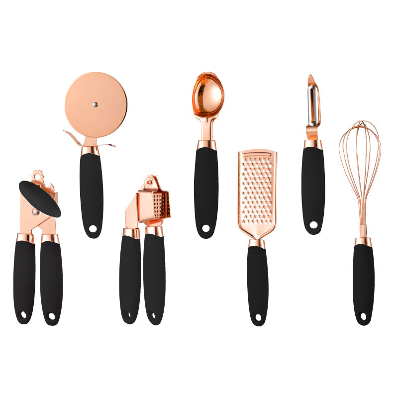 LEVARIA™ RoseGold Kitchen Luxe Set – 7PC Stainless Steel Utensils