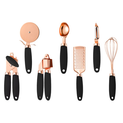 LEVARIA™ RoseGold Kitchen Luxe Set – 7PC Stainless Steel Utensils