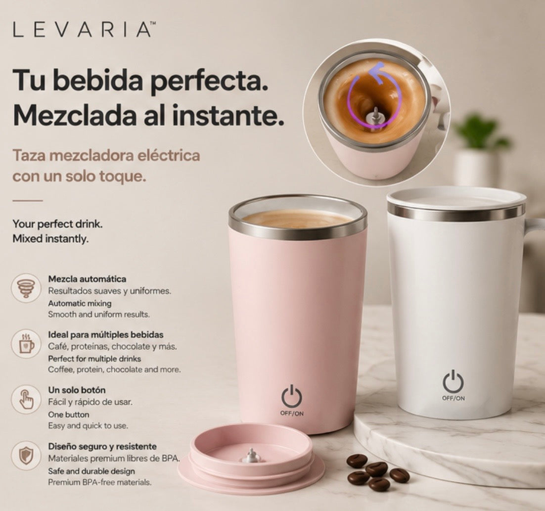 LEVARIA™ Magnetic Stirring Mug, Portable, Ideal for Coffee and Smoothies