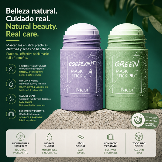 LEVARIA™ GlowClay Duo Mask – Green Tea & Eggplant Acne Treatment