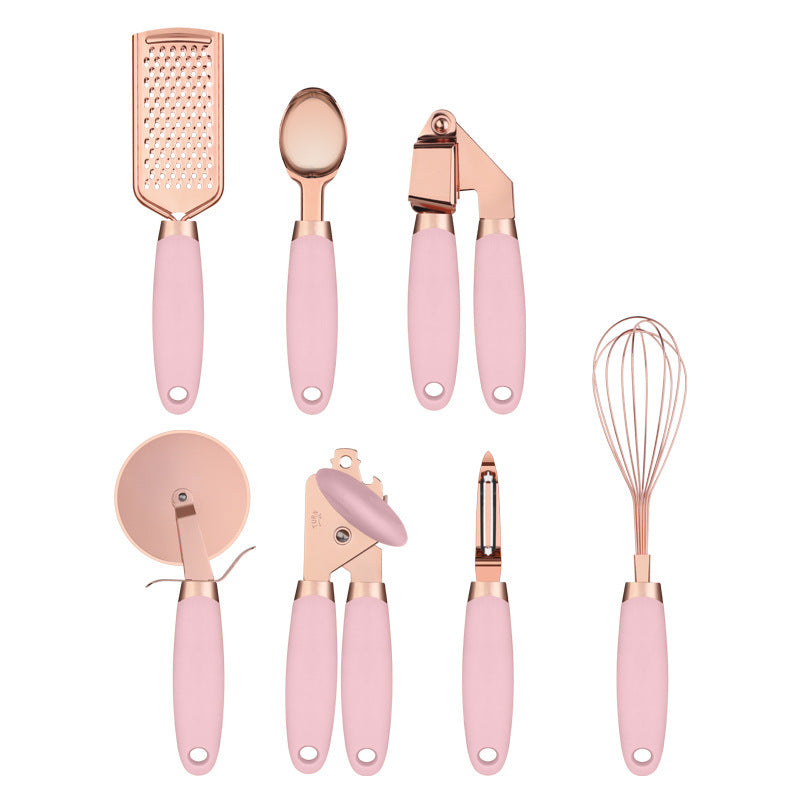 LEVARIA™ RoseGold Kitchen Luxe Set – 7PC Stainless Steel Utensils