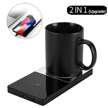 LEVARIA™ WarmCharge Pad – Smart Mug Warmer & Wireless Charger 2-in-1