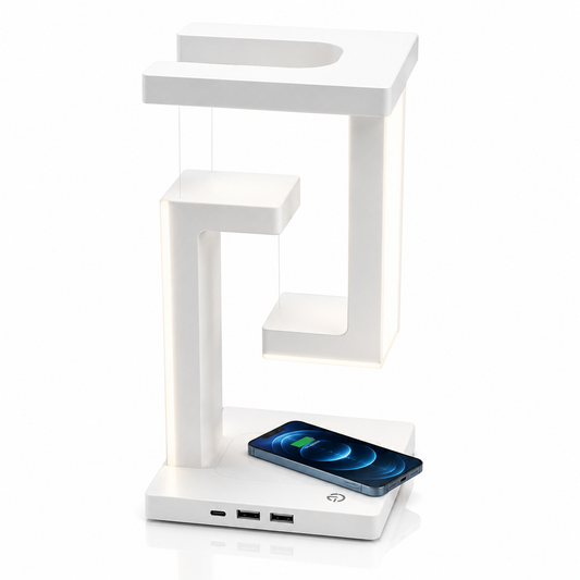 LEVARIA™ Lámpara LED Flotante con Carga Inalámbrica 3 en 1 | Ilumina, Decora y Carga tu Smartphone