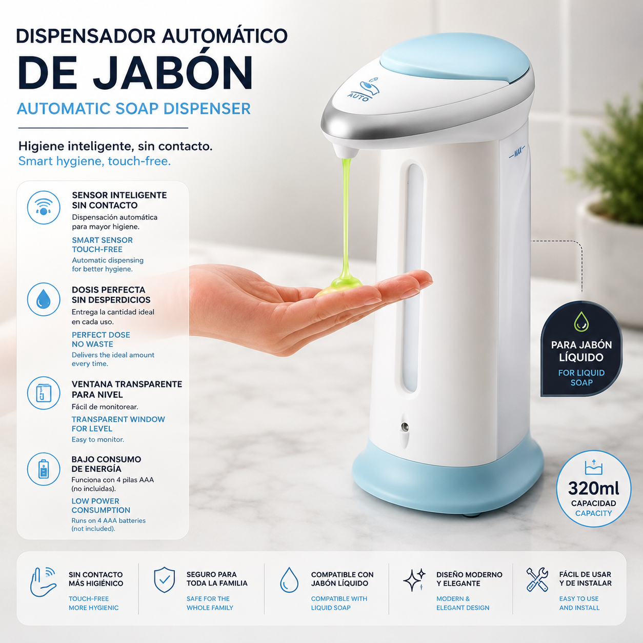 dispensador de jabón automático para niños