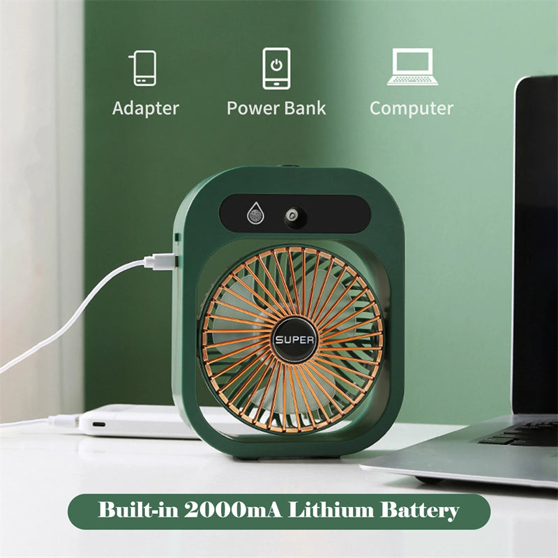 LEVARIA™ Mini Portable USB Air Conditioner | Fan with Spray + 3 Speeds