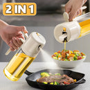 •2 en 1, botella de aceite de cocina, spray y dispensador de aceite.                                             •2 In 1 Oil Sprayer Bottle BBQ Cooking Oil Dispenser Olive Oil Pourers Sprayer Kitchen Baking Oil Mister Vinegar Bottle