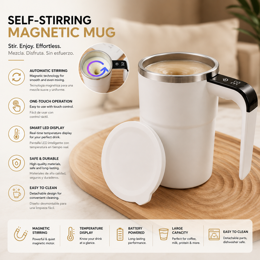 LEVARIA™ SmartMix Mug – Self Stirring Temperature Cup