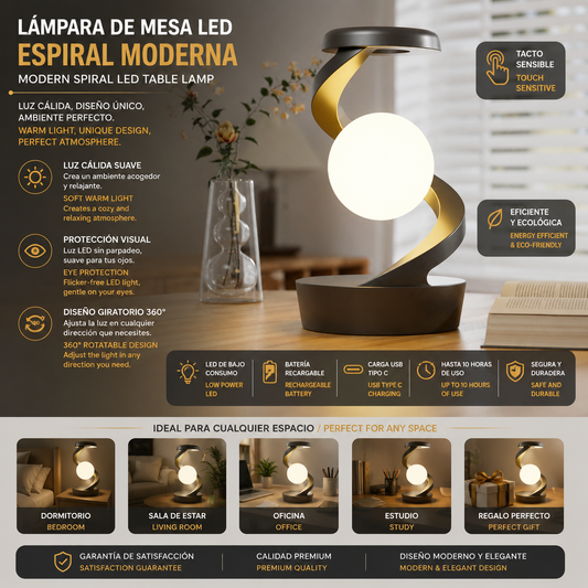 LEVARIA™ GravityGlow 2.0 – Levitating LED Lamp with Gesture Control + Wireless Charger