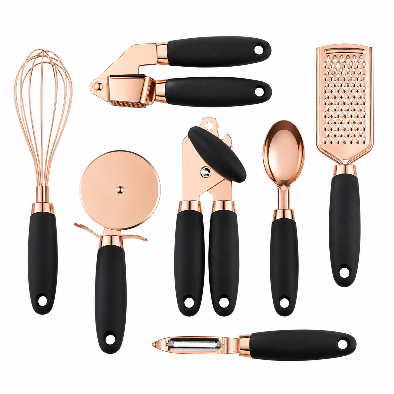 LEVARIA™ RoseGold Kitchen Luxe Set – 7PC Stainless Steel Utensils