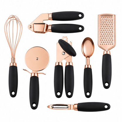 LEVARIA™ RoseGold Kitchen Luxe Set – 7PC Stainless Steel Utensils