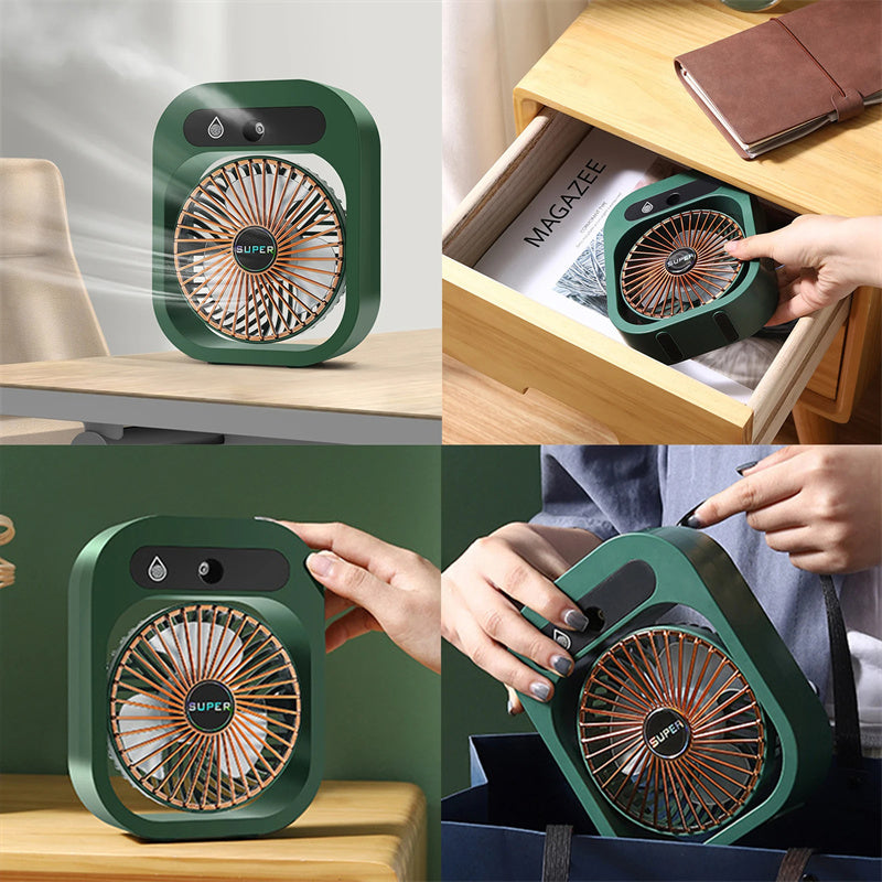 LEVARIA™ Mini Portable USB Air Conditioner | Fan with Spray + 3 Speeds
