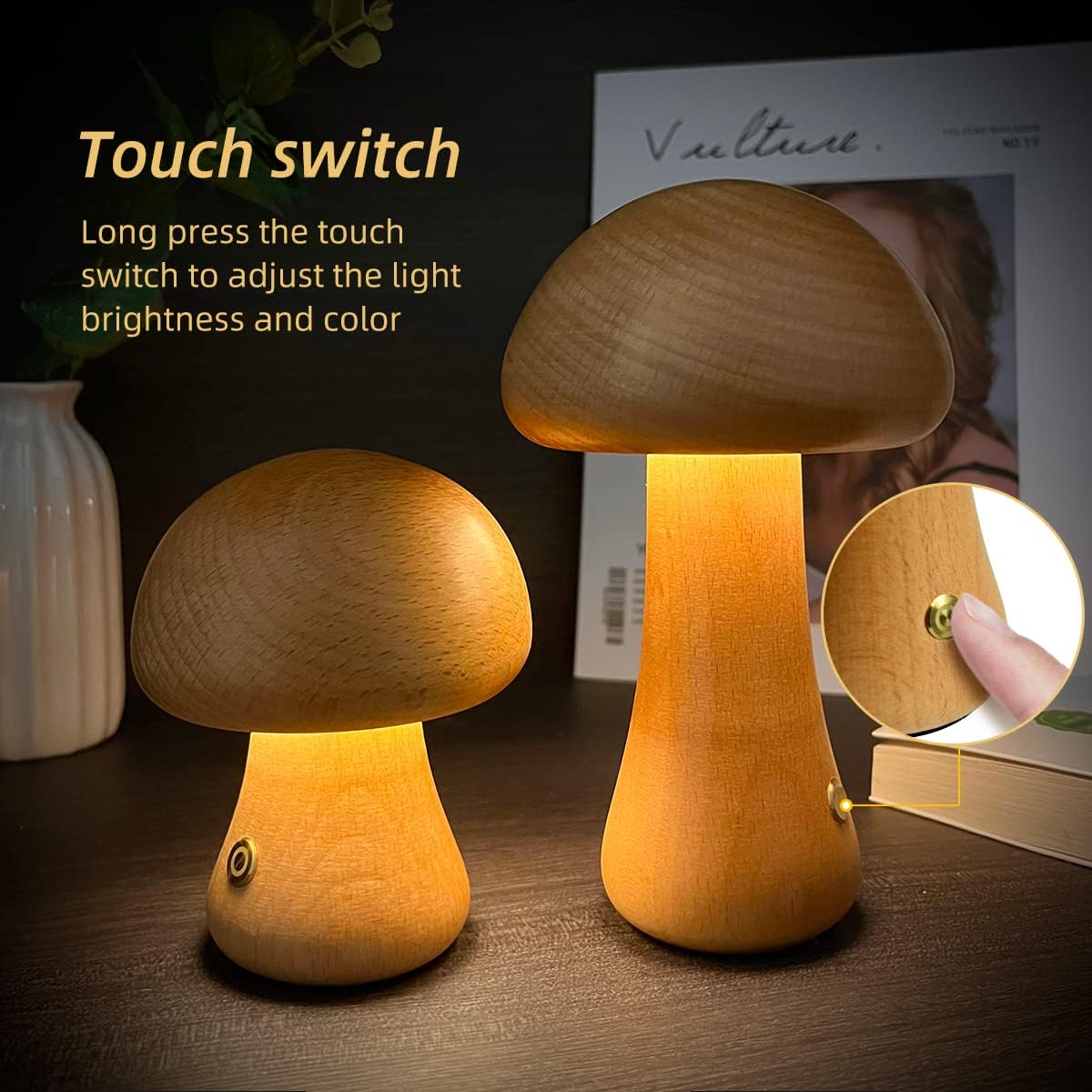 LEVARIA™ Lámpara Nocturna Minimalista de Madera | Luz Cálida para un Ambiente Relajante