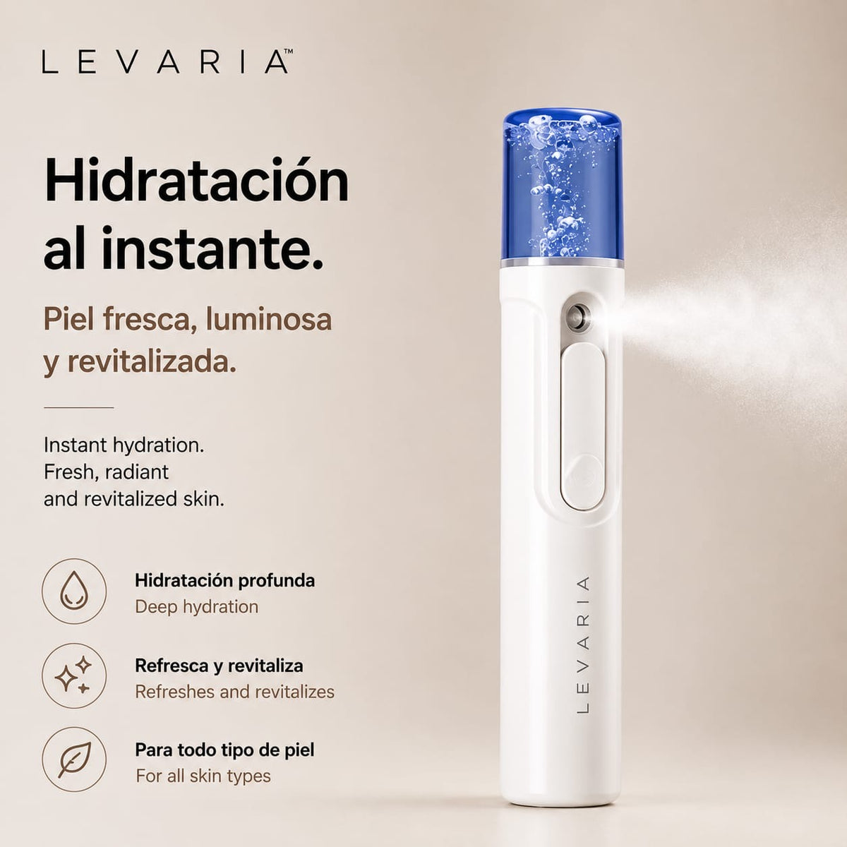 LEVARIA™ 2-in-1 Portable Nano Mist Facial Steamer — Instant Hydration + Power Bank