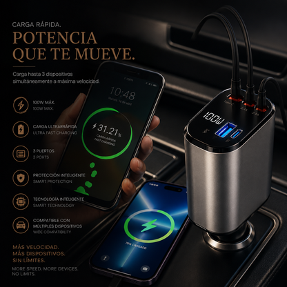 LEVARIA™ VoltDrive Pro – Ultra Fast Retractable Car Charger