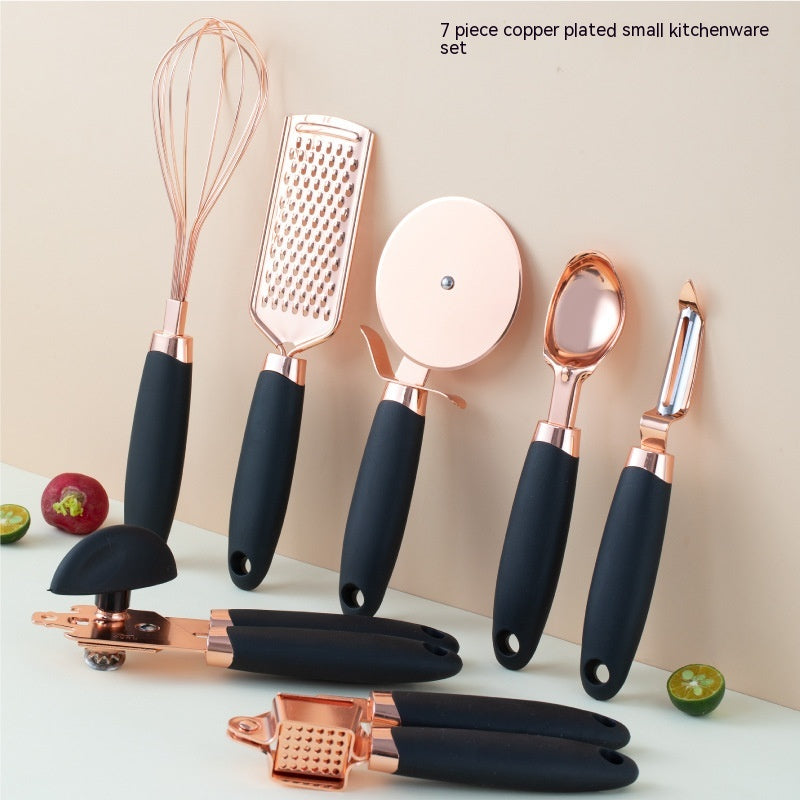 LEVARIA™ RoseGold Kitchen Luxe Set – 7PC Stainless Steel Utensils