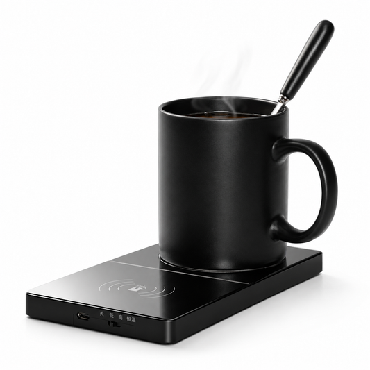 LEVARIA™ WarmCharge Pad – Smart Mug Warmer & Wireless Charger 2-in-1