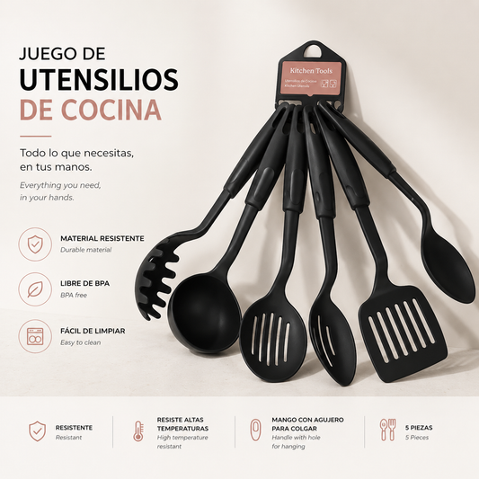 LEVARIA™ FlexGrip Kitchen Set – Silicone Cooking Tools Kit