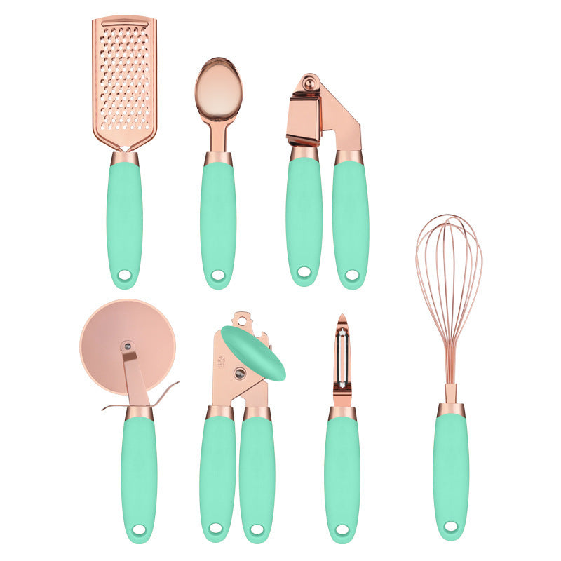 LEVARIA™ RoseGold Kitchen Luxe Set – 7PC Stainless Steel Utensils