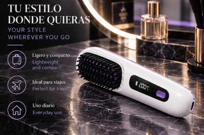 2 In 1 Straight Hair Comb Wireless Hair Straightener Brush Hair Fast Heating Portable Hot Curler USB Charging