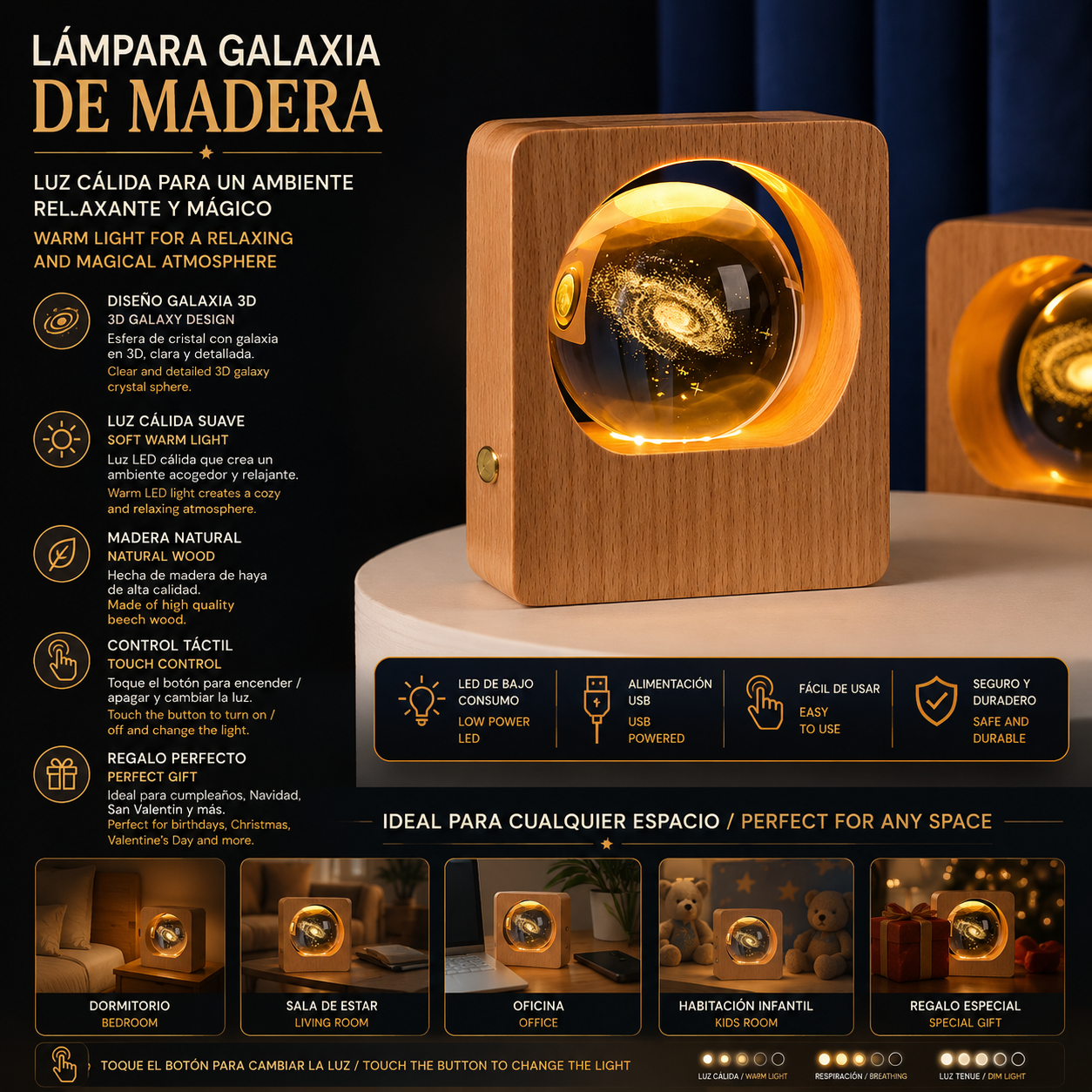 LEVARIA CrystalGlow Orb Light 