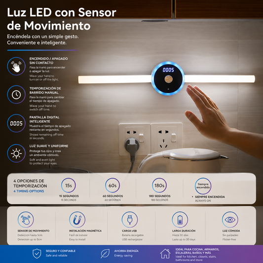 LEVARIA™ SmartGlow Cabinet Light – Motion Sensor LED Lamp