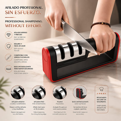 LEVARIA™ Afilador profesional de cuchillos, filo extra fino, para cortes sin dificultades