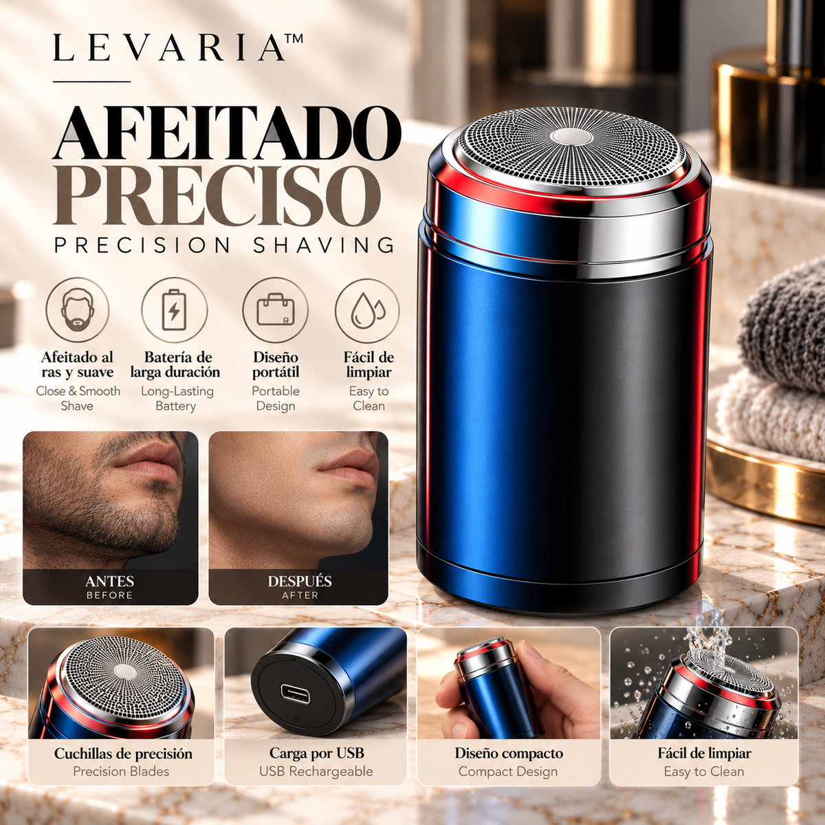 Mini Fully Washable Super Clean Portable Blade Men's Electric Shaver