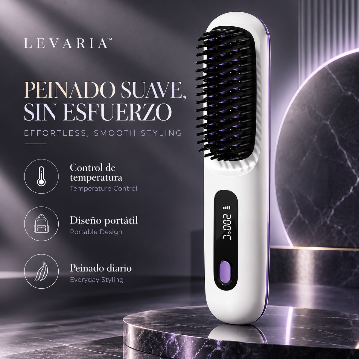 2 In 1 Straight Hair Comb Wireless Hair Straightener Brush Hair Fast Heating Portable Hot Curler USB Charging