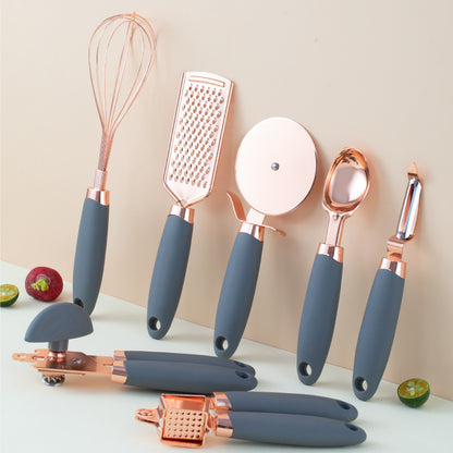 LEVARIA™ RoseGold Kitchen Luxe Set – 7PC Stainless Steel Utensils