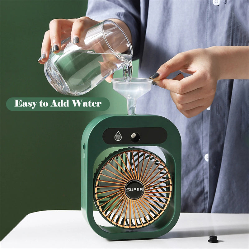LEVARIA™ Mini Portable USB Air Conditioner | Fan with Spray + 3 Speeds