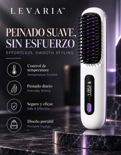 2 In 1 Straight Hair Comb Wireless Hair Straightener Brush Hair Fast Heating Portable Hot Curler USB Charging