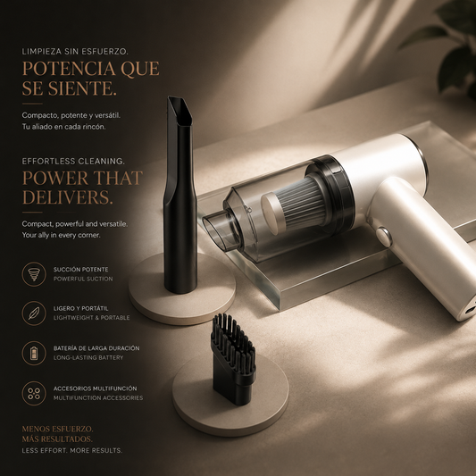 LEVARIA™ TurboVac Pro – Mini Aspiradora Portátil de Alta Potencia