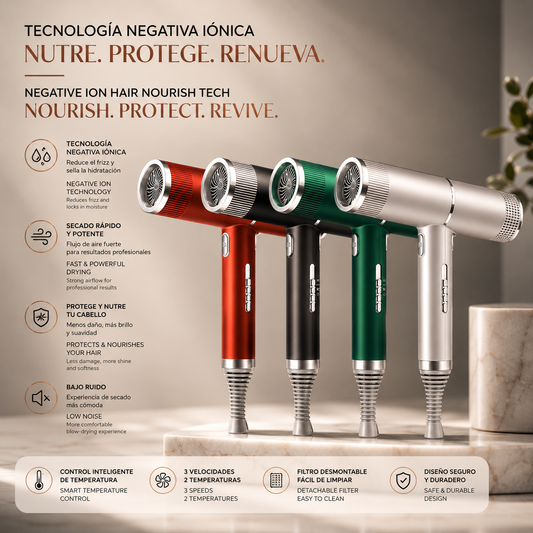 LEVARIA™ Professional Hair Dryer 1200-1599W with Negative Ions – Hot and Cold Air with Diffuser New Concept Hair Dryer Household Hair