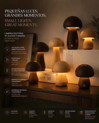 LEVARIA™ Lámpara Nocturna Minimalista de Madera | Luz Cálida para un Ambiente Relajante
