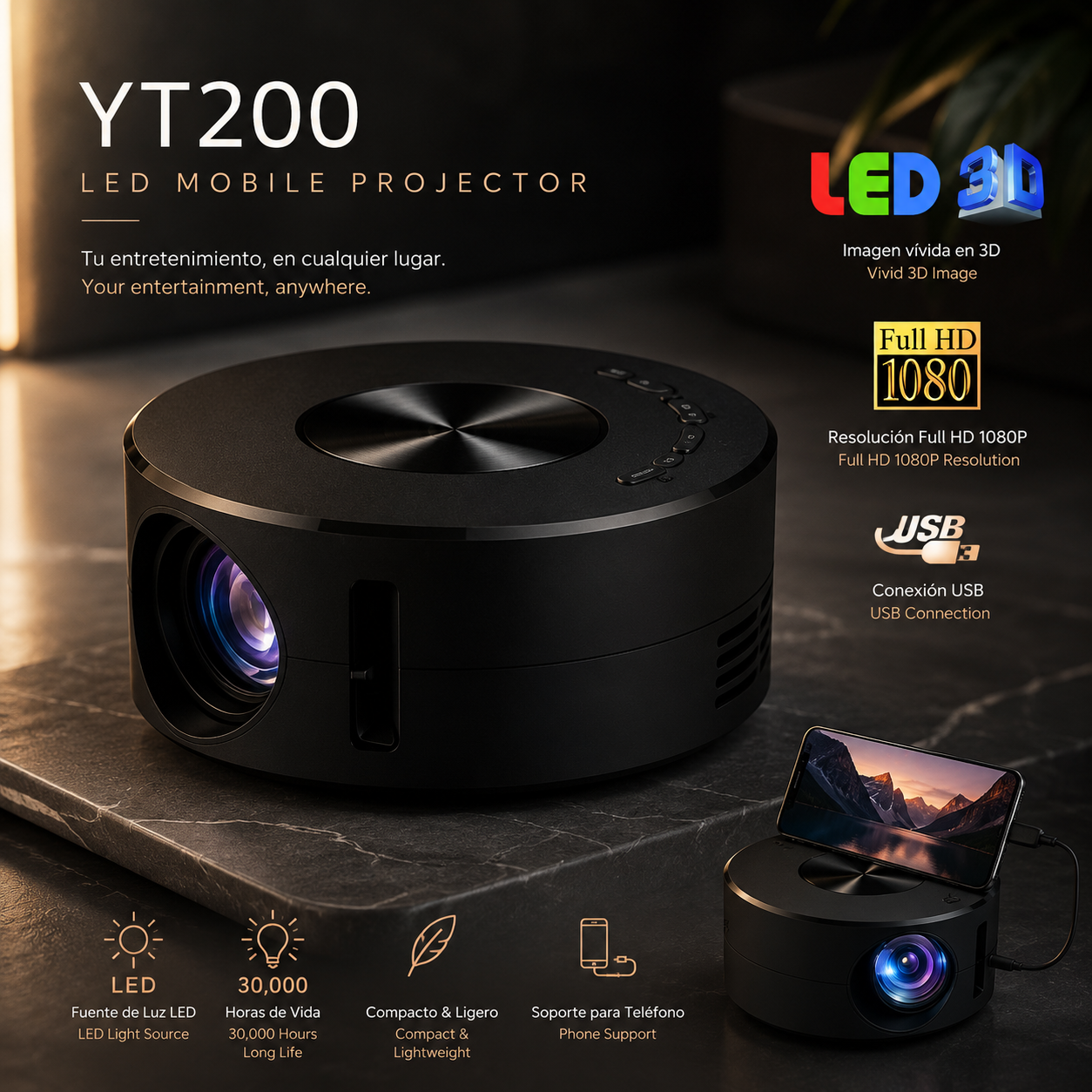 LEVARIA™ PocketCinema Mini – Portable HD Projector