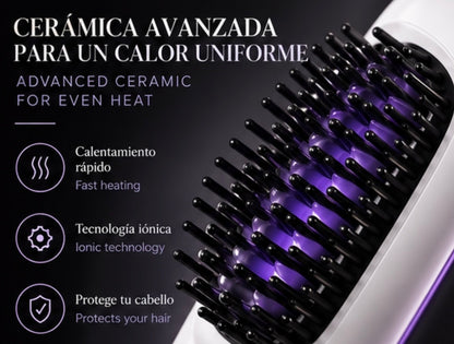 2 In 1 Straight Hair Comb Wireless Hair Straightener Brush Hair Fast Heating Portable Hot Curler USB Charging