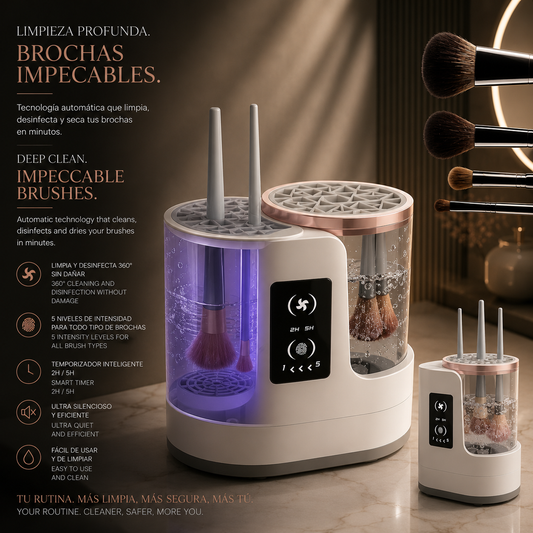 LEVARIA™ 2-in-1 Automatic Brush Cleaner | Washes, Dries, and Sanitizes in Minutes
