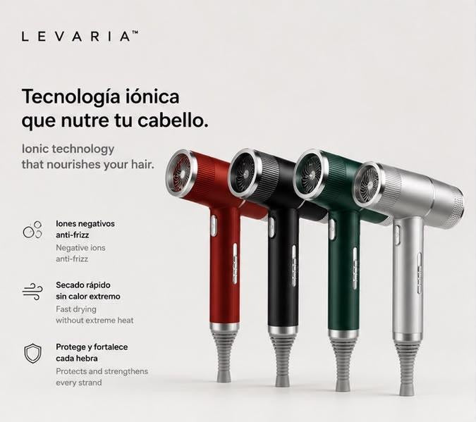 LEVARIA™ Secadora de Cabello Profesional 1200-1599W con Iones Negativos – Aire Frío y Caliente con Difusor New Concept Hair Dryer Household Hair