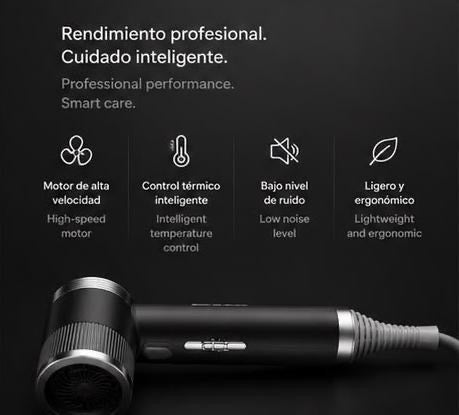 LEVARIA™ Secadora de Cabello Profesional 1200-1599W con Iones Negativos – Aire Frío y Caliente con Difusor New Concept Hair Dryer Household Hair