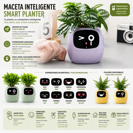 Smart Planter LEVARIA™ SmartPlant Mini Pot – Smart Pot with Watering Sensor and Interactive Display