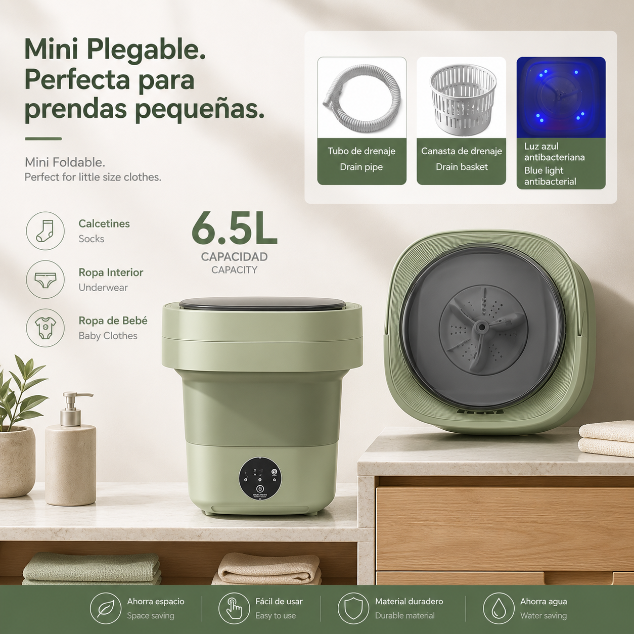 Mini Foldable Washing Machine Portable Mini Socks Underwear Panties Washing Machine Large Capacity 3 Models With Spinning Dry Gadgets