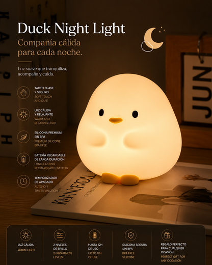 LEVARIA™ Lámpara Patito LED Táctil | Luz Nocturna Recargable Súper Tierna y Relajante