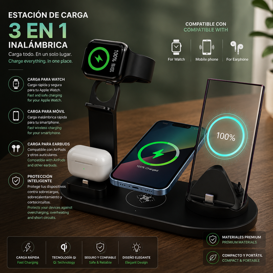 LEVARIA™ ChargeDock 3-in-1 – Wireless Fast Charging Stand