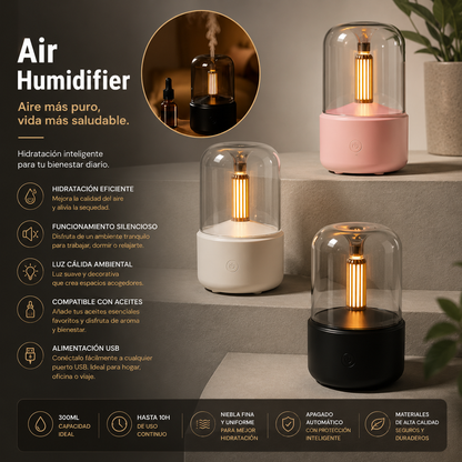 LEVARIA™ Difusor Aromático Efecto Vela | Humidificador con Luz Relajante y Aromaterapia