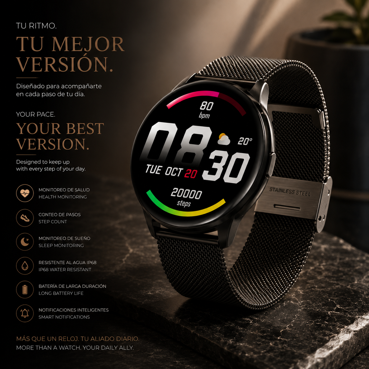 LEVARIA™ Noir Watch – Luxury Smartwatch Edition